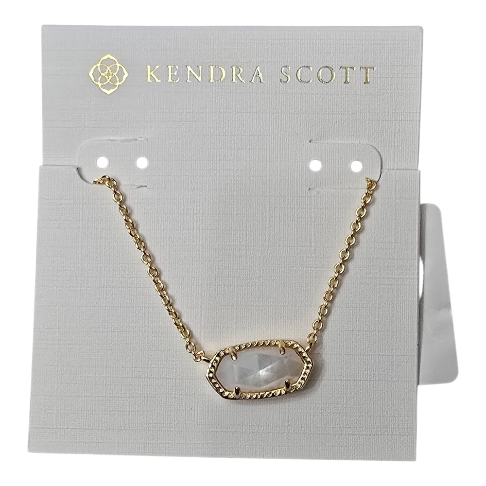 Kendra Scott Elise Gold Necklace with Lab Created Opal Pendant And Filigree